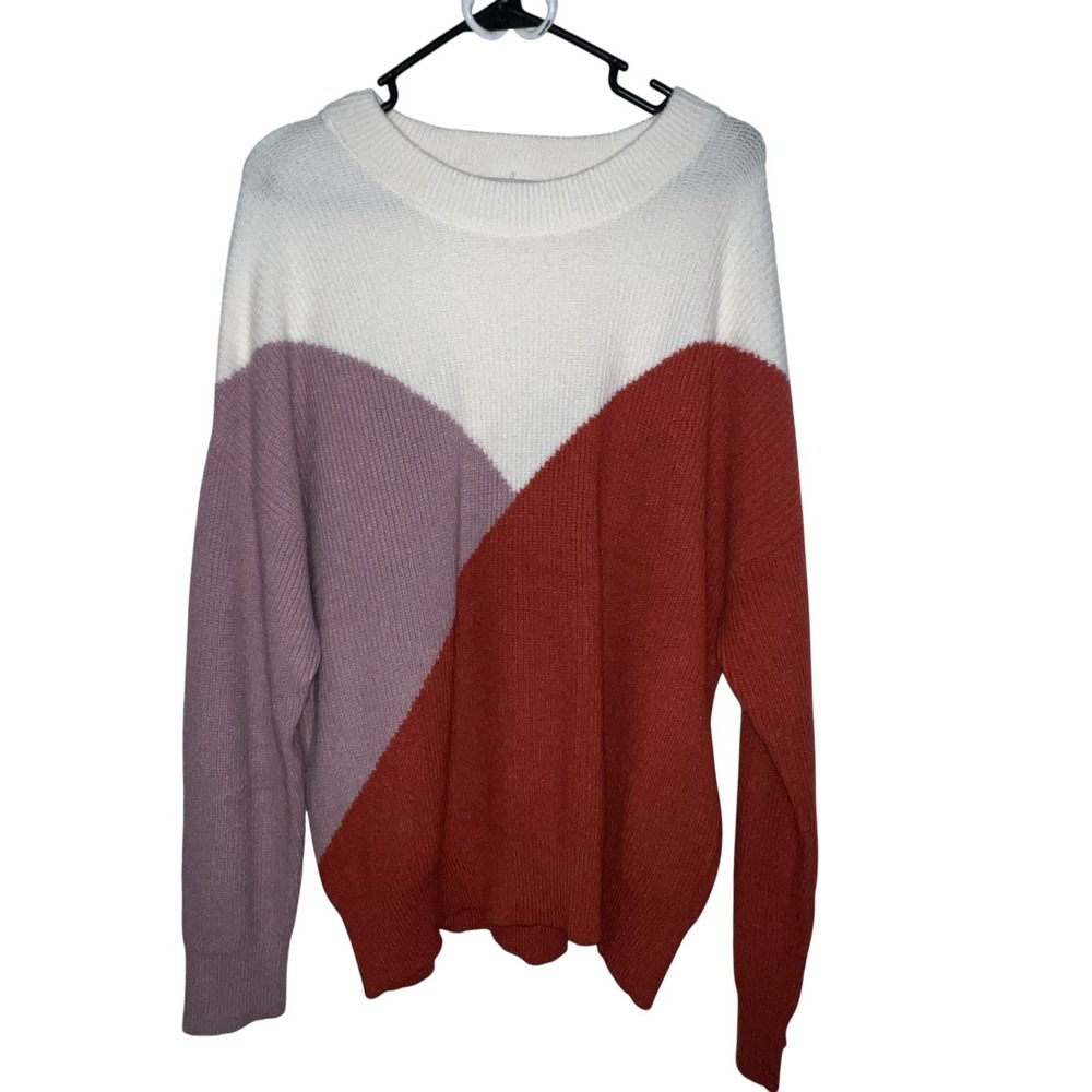 Sophie Rue Women'sโ Oversized Colorblock Ribbed Long Sleeve Sweater Size XL